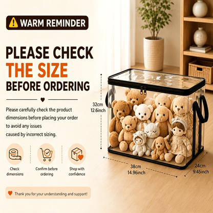 🔥Buy More Save More🔥Black PVC Stuffed Animal & Doll Storage Box with Handle