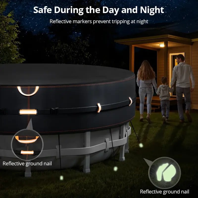 Round Pool Cover with Reflective Strips