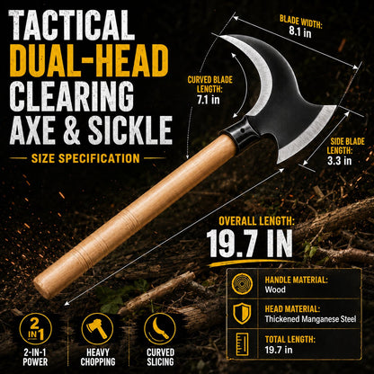Tactical Dual-Head Clearing Axe & Sickle