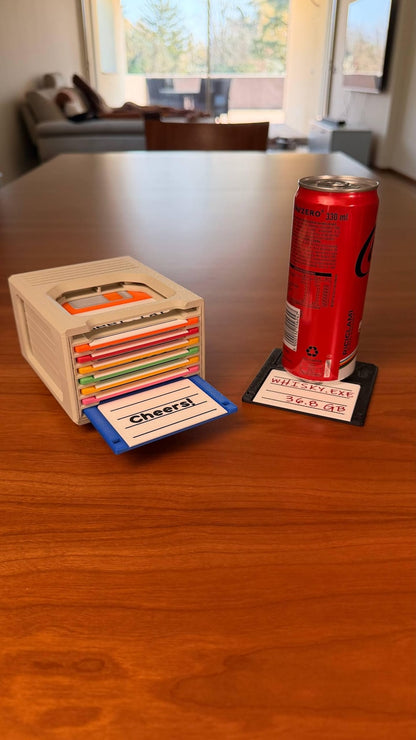 🔥Hot sale 49% off🔥 Floppy Disk Retro Tech Coaster Holder - w/8 Floppy Disc