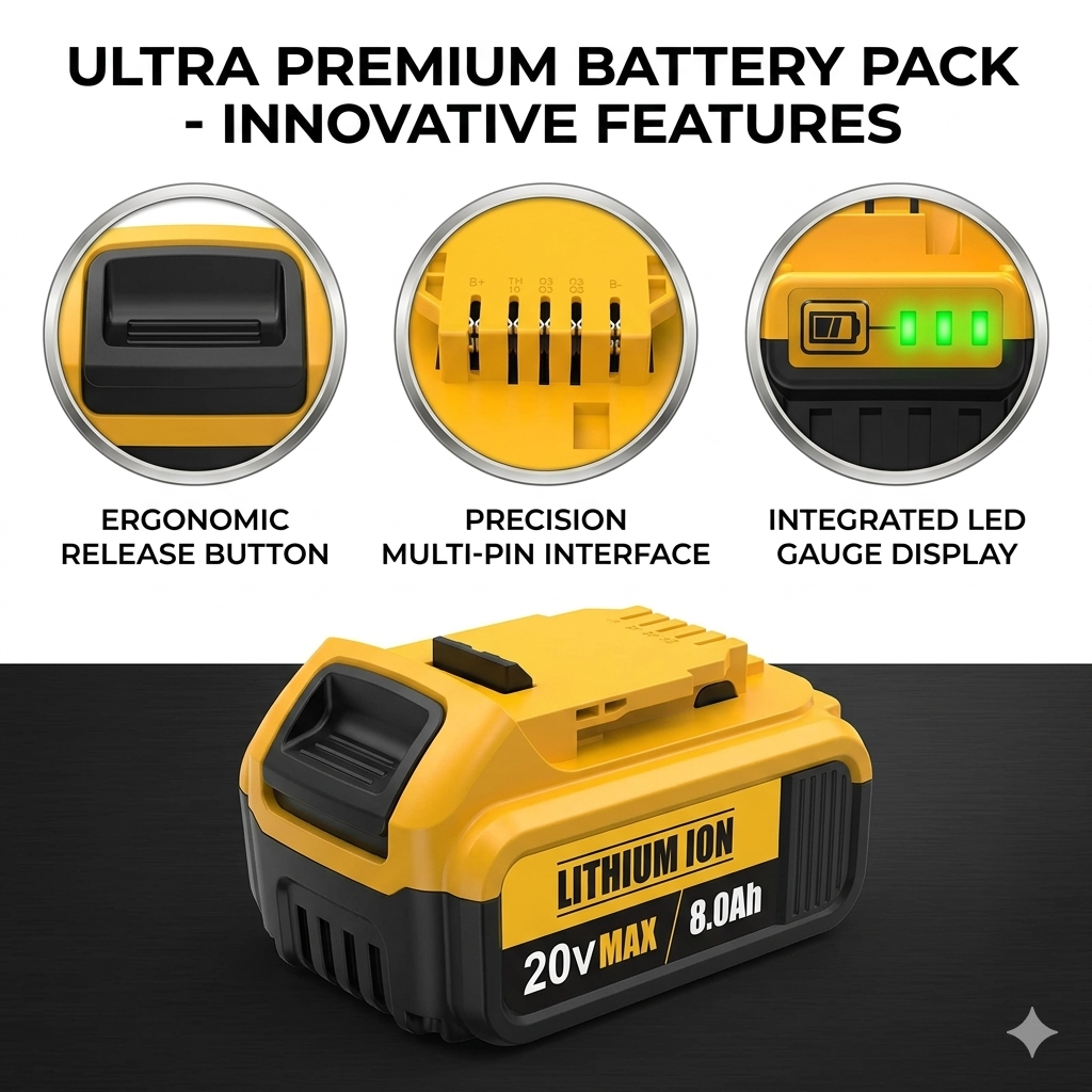 🏆Flash Sale#8.0Ah Lithium Battery Replacement for 20V Battery Lithium-ion MAX DCB200 DCD/DCF/DCG/DCS Series  batteries