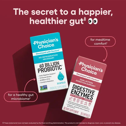 Physician's Choice Digestive Enzymes - Bloating & Mealtime Discomfort Support with Probiotics + Prebiotics for Digestion & Gut Health
