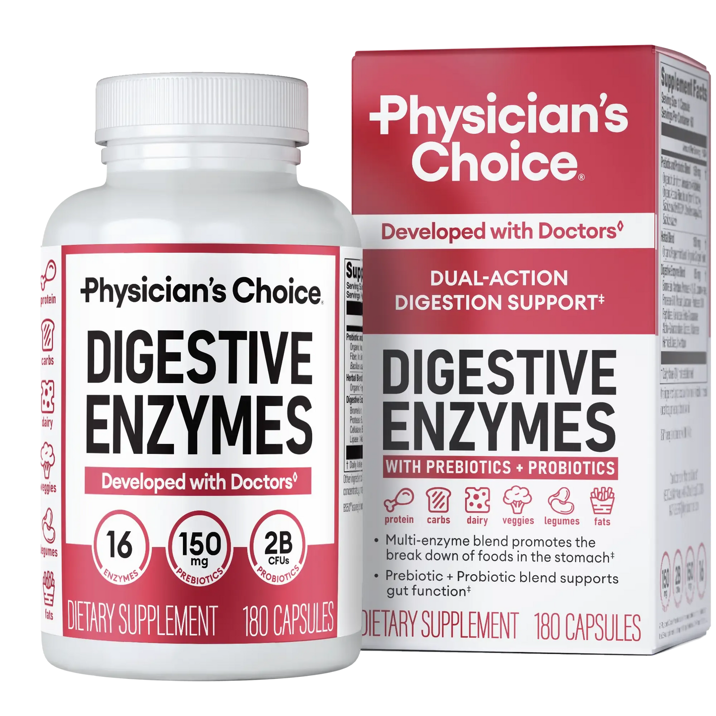 Physician's Choice Digestive Enzymes - Bloating & Mealtime Discomfort Support with Probiotics + Prebiotics for Digestion & Gut Health