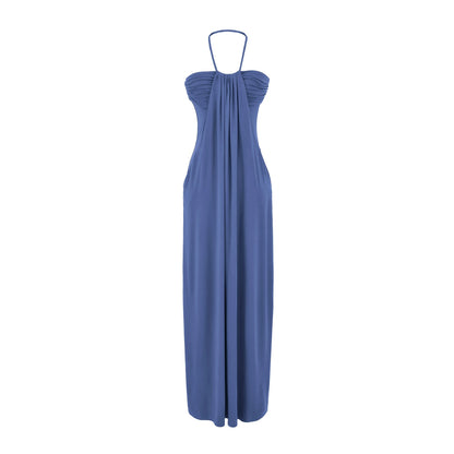 Halter Tie Back Maxi Dress with Pockets