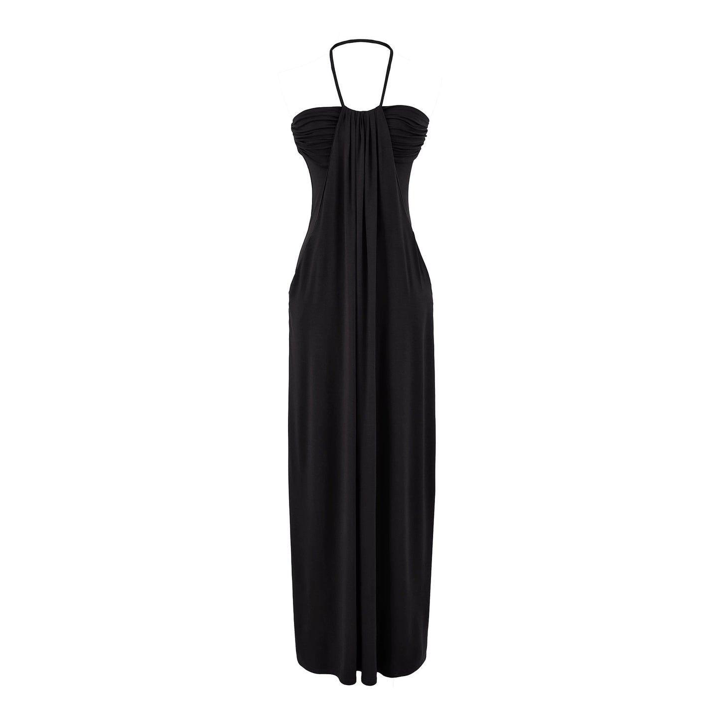 Halter Tie Back Maxi Dress with Pockets