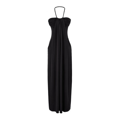 Halter Tie Back Maxi Dress with Pockets