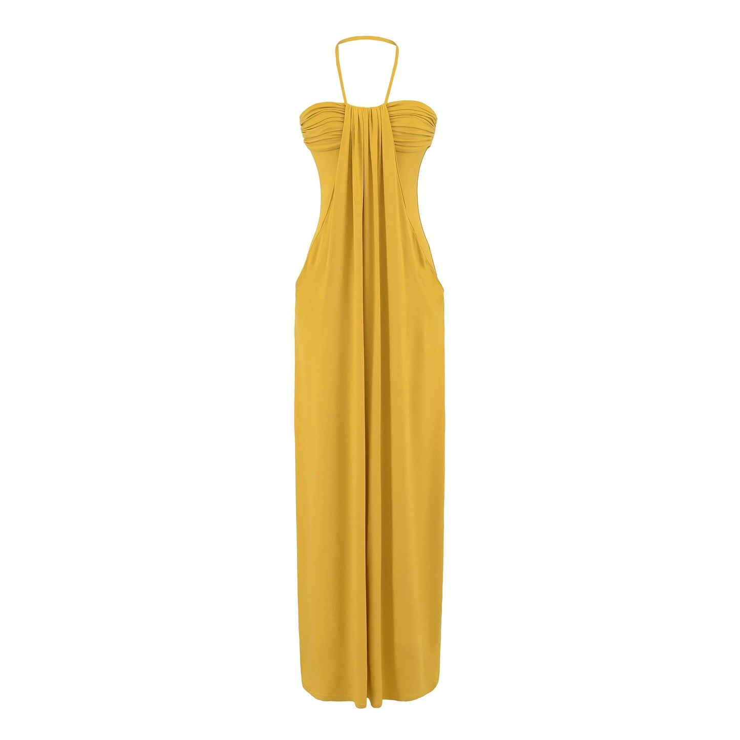 Halter Tie Back Maxi Dress with Pockets