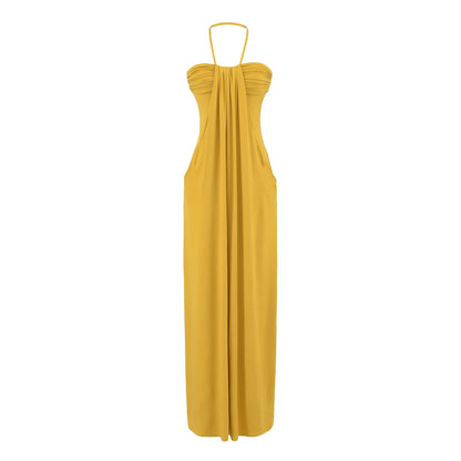 Halter Tie Back Maxi Dress with Pockets