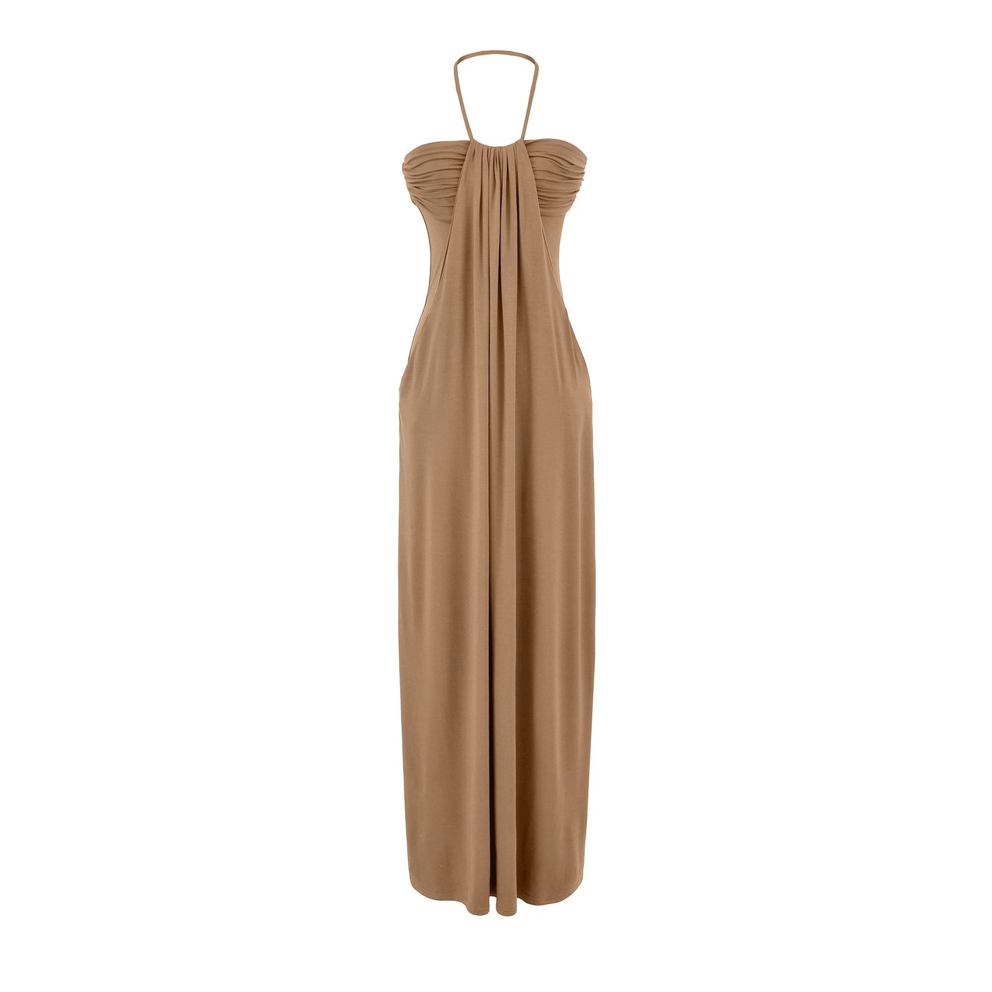 Halter Tie Back Maxi Dress with Pockets