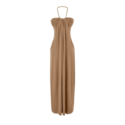 Halter Tie Back Maxi Dress with Pockets