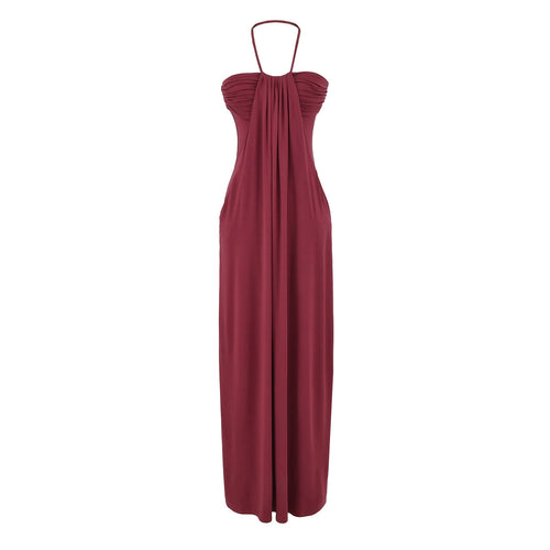 Halter Tie Back Maxi Dress with Pockets