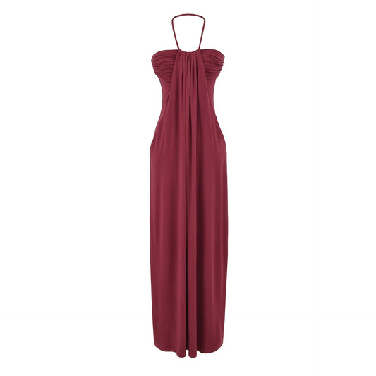 Halter Tie Back Maxi Dress with Pockets