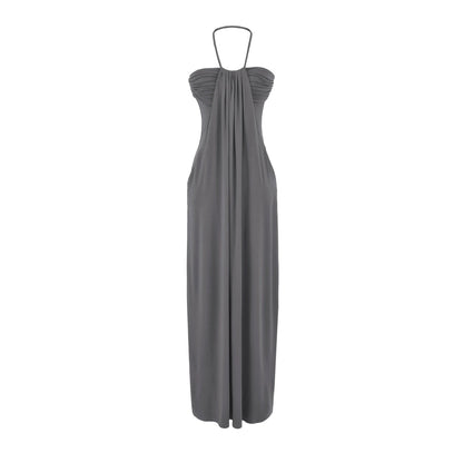 Halter Tie Back Maxi Dress with Pockets