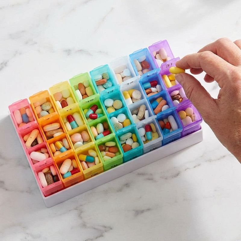 🔥Last Day Sale 60% OFF⏰💊📅 Daily 31-Day Pill Organizer Travel Case – 🔒📦