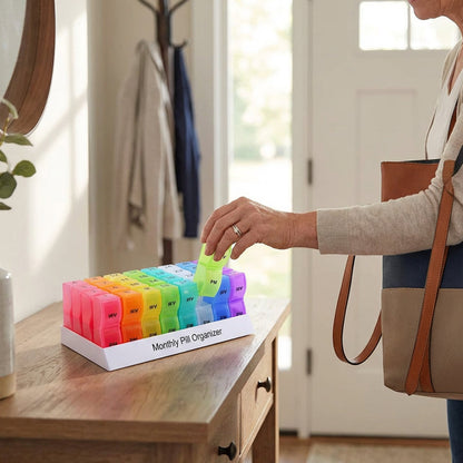 🔥Last Day Sale 60% OFF⏰💊📅 Daily 31-Day Pill Organizer Travel Case – 🔒📦