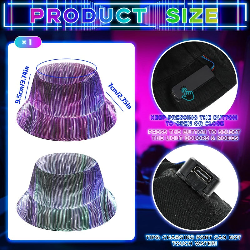 💥New for 2026💥🌟Light-Up Fiber Optic Bucket Hat🌟🔥-60% Discount🔥