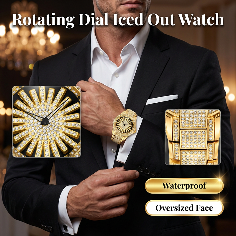 ⌚Men's Iced-Out Rotating Dial Watch